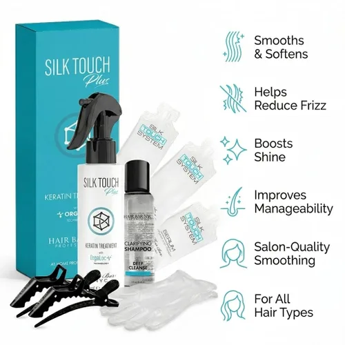 Miniatura 7 de Hair Bar NYC DYI Silk Touch Plus - Kit de tratamiento suavizante de queratina para el hogar, vegano y sin formaldehído, fabricado en Italia