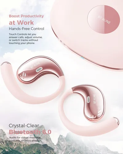 Miniatura 6 de Auriculares Bluetooth de oreja abierta, Bluetooth 6.0, auriculares de oreja abierta, tiempo de reproducción de 36 horas, gancho flexible para Rosa