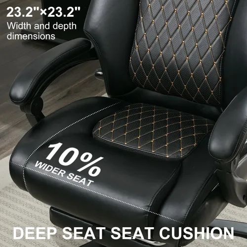 Miniatura 7 de Silla de oficina reclinable con reposapiés retráctil y soporte lumbar ajustable, capacidad de 500 libras para usuarios grandes y altos, silla
