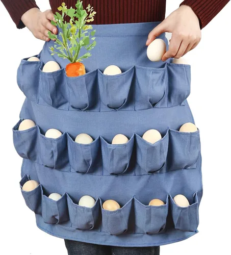 Delantal de recolección de huevos con 18 bolsillos para recoger pollo, pato, huevos de ganso, delantal de huevo de gallina, regalo de pollo para