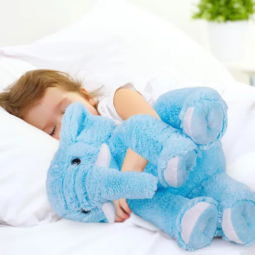 Miniatura 4 de OurHonor Animales de peluche con peso de elefante, 5 libras y 16 pulgadas, peluche de elefante de peluche con peso, regalos para niños y adultos Azul