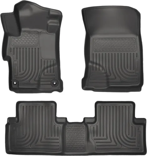 Husky Liners Alfombrillas Weatherbeater | Se ajusta a Honda Civic 4 puertas 2014-2015 | Delantero y segunda fila, 3 piezas, negro - 99441