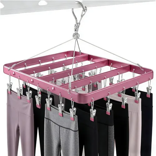Perchas para pantalones, perchas de secado de ropa, perchas de metal con 36 clips a prueba de viento, gancho plegable para ropa interior para jeans,