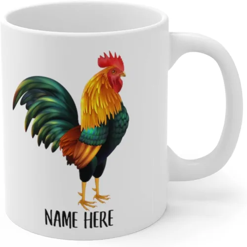 Miniatura 3 de Funny Chicken Rooster - Taza de café con nombre personalizado para Navidad, regalos de Navidad, color blanco, 11 onzas