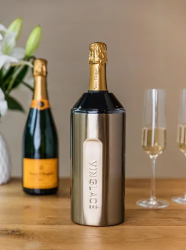 Miniatura 8 de Vinglacé Enfriador de Botella de Vino - Aislador de Champán Portátil - Funda de Enfriador de Vino de Acero Inoxidable - Mantiene el Vino Frío