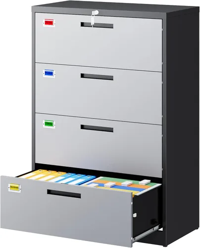 Miniatura 20 de PEUKC Archivador de 2 cajones, archivadores laterales para oficina en casa, cajones de almacenamiento de oficina con cerradura, archivos colgantes