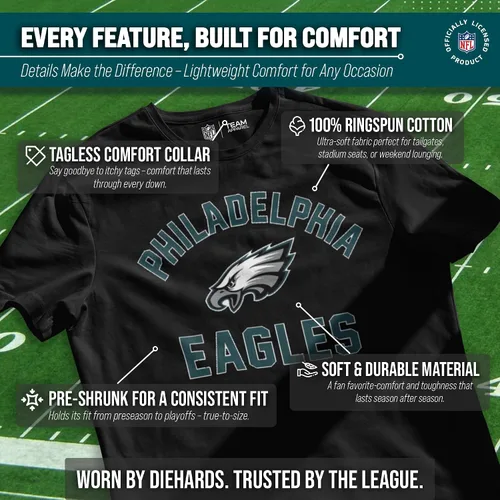 Miniatura 3 de Team Fan Apparel NFL - Camiseta Gameday para adultos, mezcla de algodón, sin etiquetas, semiajustada, da rienda suelta a tu espíritu de equipo Negro