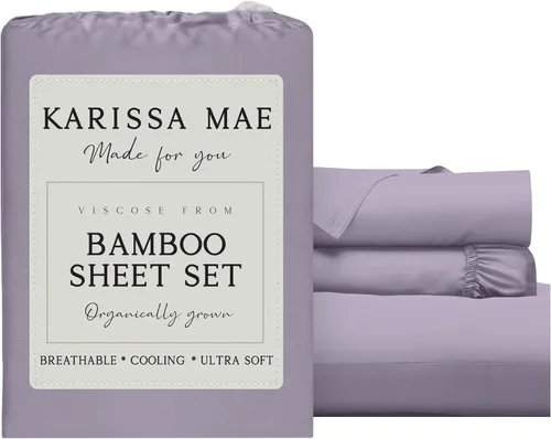 Miniatura 75 de KARISSA MAE Juego de sábanas tamaño individual de viscosa de bambú refrescante, 100% cultivadas orgánicamente, bolsillo profundo de 18 pulgadas