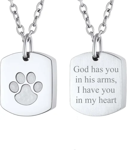 Miniatura 134 de FindChic Collares personalizados con urna para cenizas, barra vertical, gato, luna, reloj de arena, garra de perro, acero inoxidable, chapado en oro