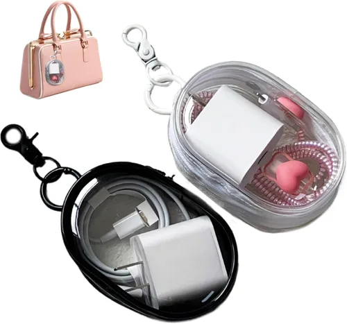 Miniatura 6 de Bolsa de almacenamiento de cables de carga, organizador compacto transparente para cables de datos de viaje, audífonos, más mini organizador