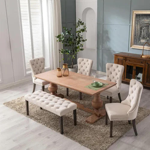 Miniatura 2 de KCC Banco otomano tapizado con botones, bancos tapizados de terciopelo para dormitorio, reposapiés, banco decorativo para entrada, comedor, sala