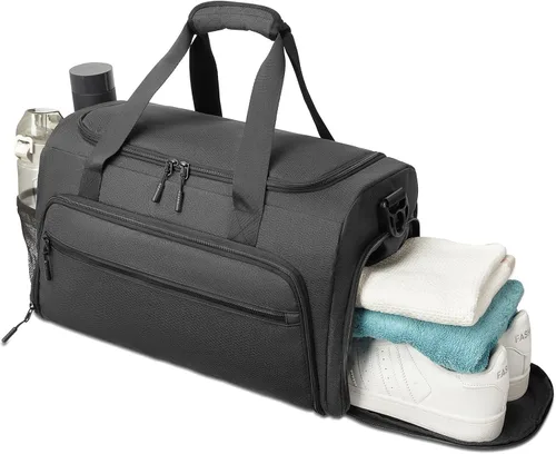 Bolsa de gimnasio para hombres y mujeres, pequeña bolsa deportiva con bolsillo húmedo y compartimento para zapatos, bolsa de lona resistente al agua