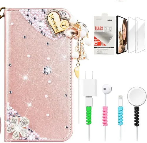 Miniatura 10 de Bling SSBLDwSPCPSeries-11 - Funda de piel con tapa y protector de pantalla y cable