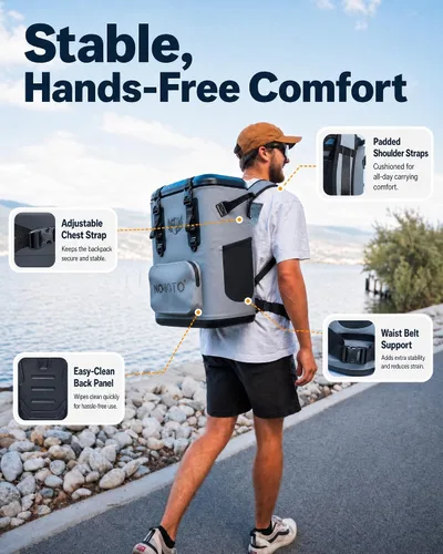 Miniatura 6 de 30 Can Magnetic Backpack Cooler, Zipperless Soft Cooler Backpack with Wide-Mouth Magnetic Lid, Leakproof Insulated Soft Sided Cooler for Beach