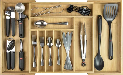 Miniatura 19 de KitchenEdge Organizador Premium de Cubiertos, Vajilla y Utensilios para Cajones de Cocina, Grado Contractual Apto para Alimentos, Expandible de 18 a