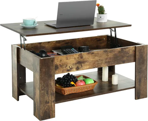 Miniatura 10 de PayLessHere Mesa de Centro con Tapa Elevable Mesas de Centro con Compartimento Oculto y Estante de Almacenamiento Tablero de Madera Elevable Mesa