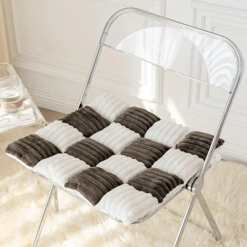 vctops Farmhouse Buffalo - Cojín antideslizante para silla de cocina y comedor con lazos, cojín antideslizante de franela de felpa suave y mullida
