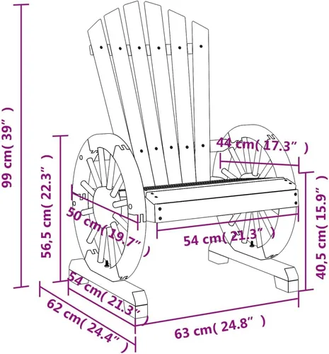 Miniatura 3 de vidaXL Patio Adirondack Chair, Chaise Lounge Chair, Lawn Chair for Balcony Backyard Deck, Outdoor Seating, Farmhouse Style, Solid Wood Fir Marrón