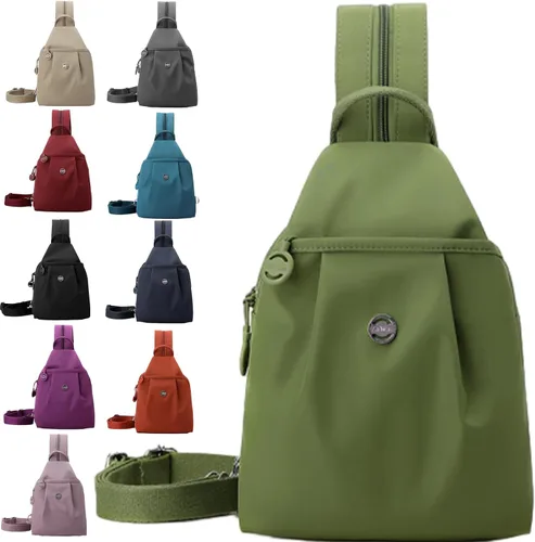 Miniatura 18 de Bolsa impermeable de 2 vías, bolsa de hombro convertible Oxford de gran capacidad, bolsa cruzada para mujer, mochila de viaje, Negro -, Mediana