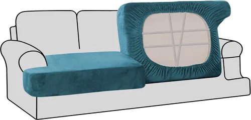 Miniatura 33 de H.VERSAILTEX Fundas de terciopelo elástico para silla con cojín en forma de T para sala de estar, funda de sofá, funda de asiento con cojín