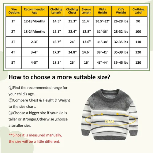 Miniatura 6 de Peecabe Suéter de punto trenzado para bebés y niños pequeños, de manga larga, cuello redondo, a rayas, de algodón, para otoño e invierno, 1-5T