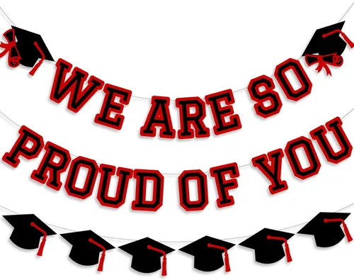 Miniatura 17 de Letrero con texto en inglés «We Are So Proud Of You», decoración para fiesta de graduación, guirnalda de tapa de felicitaciones, letrero de pared