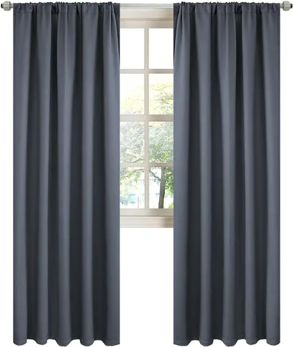 Miniatura 8 de LA PALMA Cortinas opacas con bolsillo para cortinero para sala de estar, bloqueo de luz, aislamiento térmico, reducción de ruido, cortinas