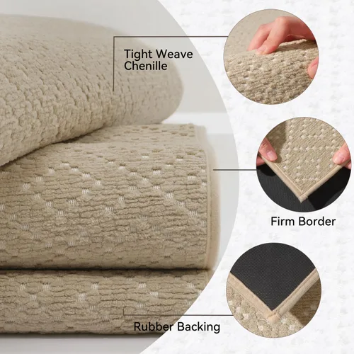 Miniatura 3 de AMOAMI Tapete de baño fino, súper absorbente, antideslizante, parte trasera de goma, tapetes de baño para baño, secado rápido, superficie