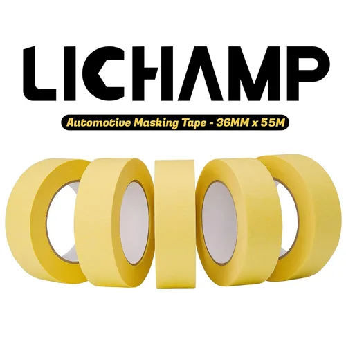 Miniatura 2 de Lichamp Paquete de 10 cintas de enmascaramiento de acabado automotriz, color amarillo, 1.417 in x 180.4 ft, cinta de pintura para carrocería
