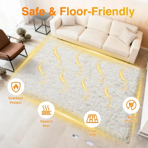 Miniatura 6 de GarveeHome Alfombra térmica con cable de 4 x 6 pies, alfombra eléctrica para juegos con 3 niveles de calor y apagado automático, calentador de pies
