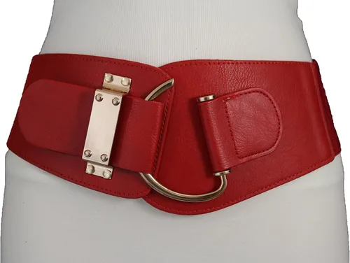 Miniatura 120 de TFJ - Cinturón ancho de moda para mujer, cintura alta, hebilla de gancho de metal dorado, talla XS, S, M, L, XL