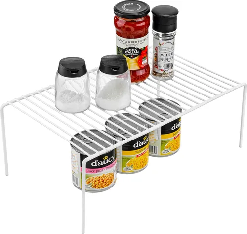 Miniatura 7 de Redrubbit Estante de almacenamiento grande (15.7 x 9.4 pulgadas), juego de 6, inoxidable, minimalista, blanco, acero metálico, 6 estantes, cocina