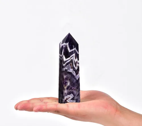 Miniatura 2 de AMOYSTONE Dream Amethyst - Varita hexagonal con 6 pilares facetados individuales de 0.6-1 libras para reiki, meditación, colección, decoración