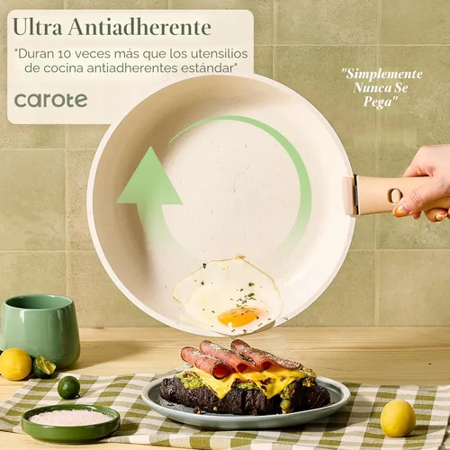 Miniatura 3 de CAROTE Juego de ollas y sartenes, juego de utensilios de cocina antiadherentes, mango desmontable, 19 piezas de utensilios de cocina de inducción