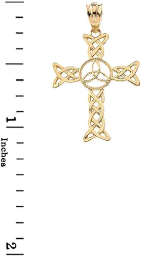 Miniatura 2 de Collar con colgante de cruz celta de oro certificado con nudo de Trinidad