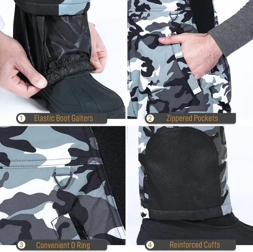 Miniatura 5 de Sportneer Pantalones de nieve para hombre, overoles aislados para la nieve que te mantienen caliente y seco para snowboard y esquí