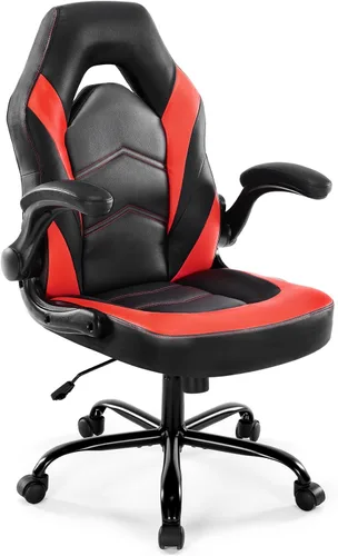 Miniatura 8 de Silla ergonómica de escritorio para juegos, silla giratoria ajustable de piel sintética con reposabrazos abatibles para oficina en casa