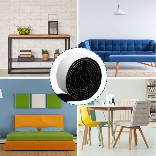Miniatura 7 de Shappy Paquete de 2 tiras de fieltro con parte trasera adhesiva, rollo de cinta de fieltro, antideslizantes, autoadhesivas, cortables para muebles