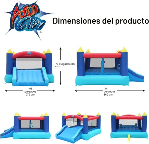 Miniatura 2 de Action Air - Casa de rebote inflable, castillo hinchable con soplador de aire, castillo para saltar con tobogán, castillo hinchable familiar