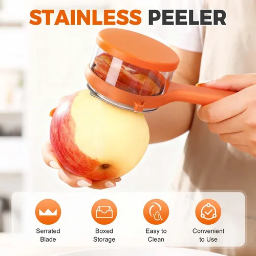 Miniatura 2 de Pelador de Verduras con Contenedor, 2025 Nuevo con Caja de Almacenamiento Cocina Pelador Especial de Frutas, Herramienta Multifuncional 2 en 1