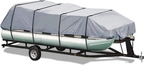 EliteShield Cubierta Impermeable para Pontón, Poliéster 600D de Servicio Pesado Grado Marino Cubierta de Pontón Remolcable Cubierta de Embarcación