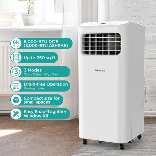 Miniatura 2 de Hisense Ventilador deshumidificador de enfriamiento portátil de 6,000 BTU para habitaciones más pequeñas de hasta 250 pies cuadrados, control