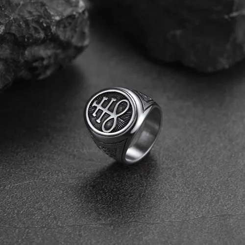 Miniatura 9 de FaithHeart Anillo de cabra baphomet de joyería satánica, sigilo de Lucifer, símbolo de Satanás, para hombres y mujeres, tamaño 7891011121314