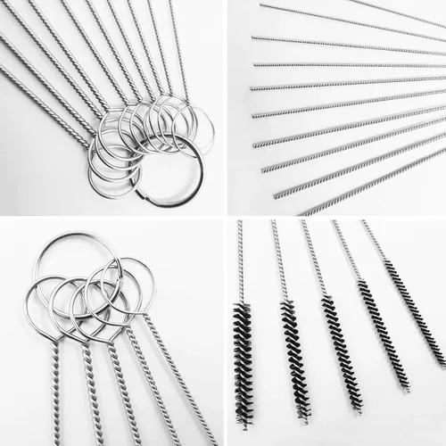 Miniatura 4 de FineGood Juego de 9 cepillos de alambre - Kit limpiador de carbohidratos con 3 latones, 3 acero, 3 cepillos de nailon para detalles de automóviles