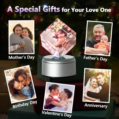 Miniatura 5 de Marco de fotos de cristal 3D personalizado, marco de fotos de cristal con impresión UV personalizado con tu propia foto, regalos personalizados