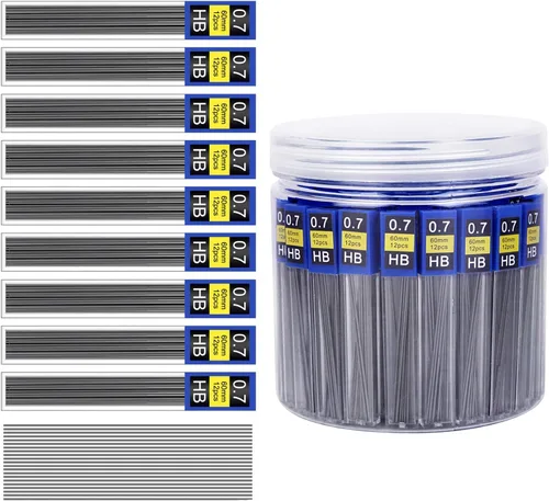 Miniatura 7 de Morepack Recambio de mina de 0.5 mm, 840 piezas de recambios de mina 0.5 mm para lápiz mecánico, 0.5 mm HB, recambios de lápiz mecánico resistentes