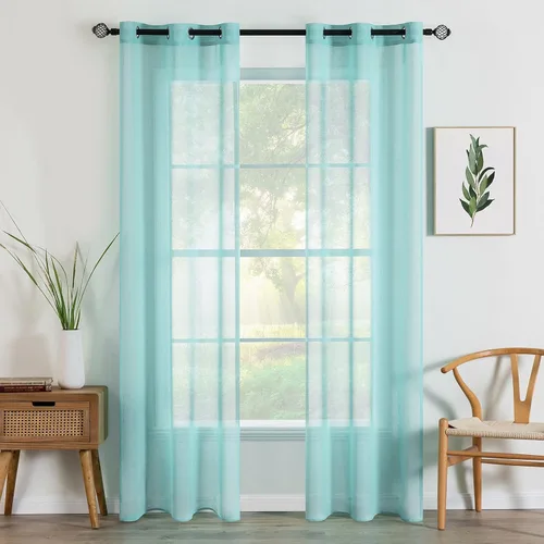 Miniatura 24 de MIULEE 2 paneles de cortinas semitransparentes beige para ventana, elegantes con ojales en la parte superior, cortinas de gasa
