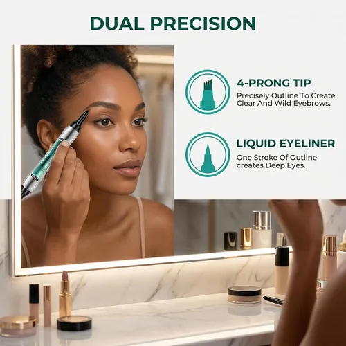 Miniatura 4 de Bolígrafo de tinta 2 en 1 para cejas y delineador de ojos, punta de cuatro garras, impermeable, de larga duración, disponible en marrón claro