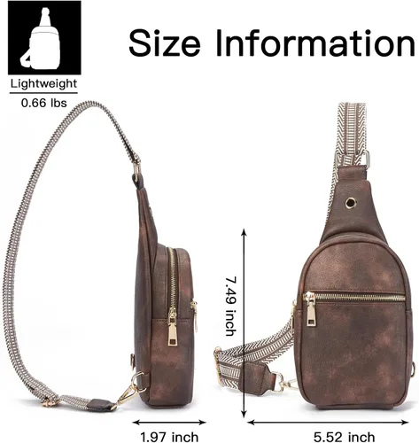Miniatura 118 de Telena Riñonera pequeña para mujer, de cuero, cangureras, bolsa de pecho para mujer
