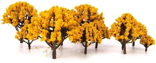 20 piezas de árboles modelo de plástico falsos árboles de tren paisaje ferroviario para bricolaje micro paisaje bonsái 3CM-8CM (naranja)